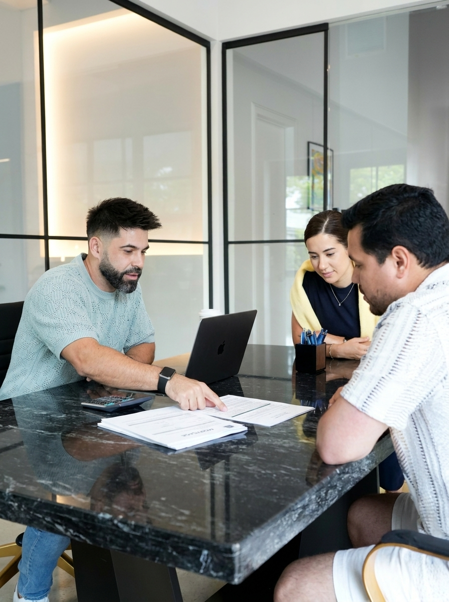 Ramses Toledo reviewing financing with clients